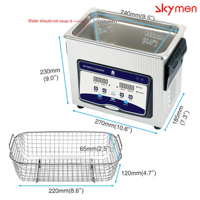 Pulitore ultrasonico 3L 40Khz 120W di acciaio inossidabile di Handpieces con il temporizzatore di Digital